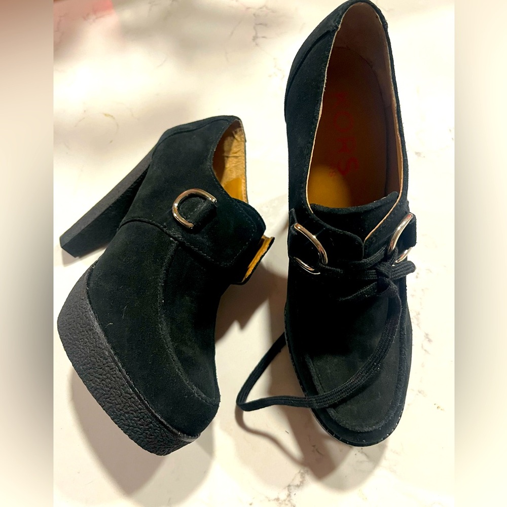 New $195 KORS Michael Kors Dusty Laced Pump Vintage Platform Heels Bootie 8.5